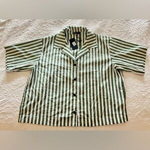 NWT: Rag and Bone green striped cotton reed shirt.
